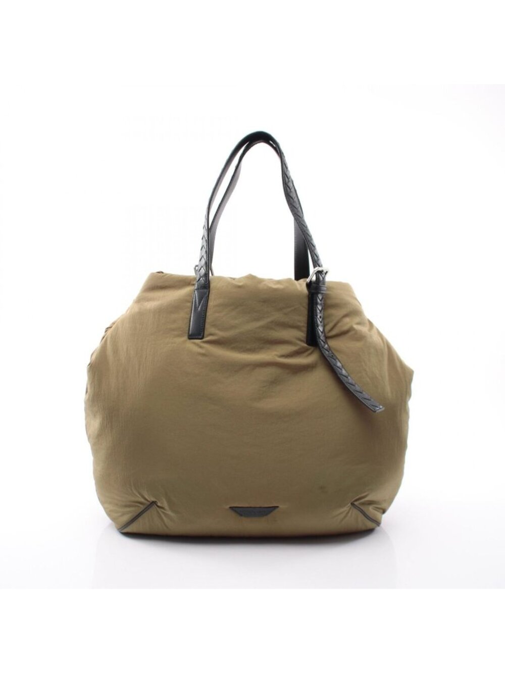 Bottega Veneta Tote Crossroad Buckle Khaki Black Nylon Leather